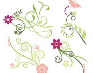 Pink and Green floral swirl brushes Photoshop brush