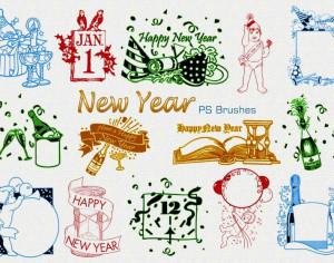 20 New Year Vintage PS Brushes abr. Vol.1 Photoshop brush
