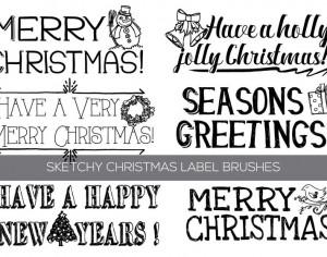 Hand Drawn Christmas Text Label Brushes Photoshop brush