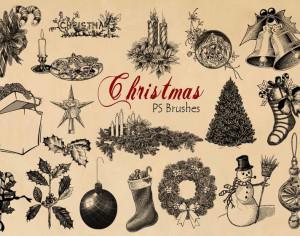 20 Engraved Christmas PS Brushes abr.vol.8 Photoshop brush