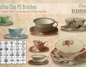 Vintage Coffee Cup Brushes abr Photoshop brush