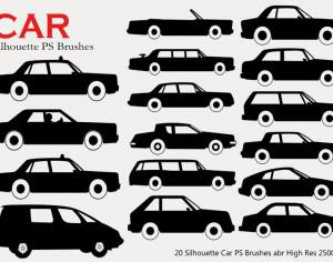 20 Car Silhouette PS Brushes Photoshop brush