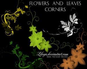 Flowers and Leaves Corners Photoshop brush
