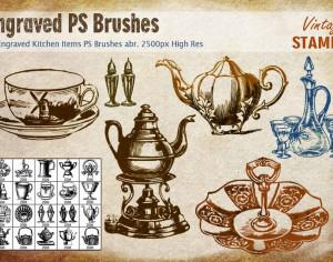 Engraved Kitchen Items PS Brushes abr Photoshop brush