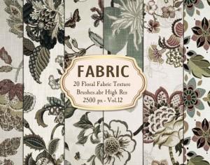 20 Floral Fabric Texture Brushes Vol.12 Photoshop brush