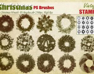  Christmas Wreath PS Brushes Photoshop brush