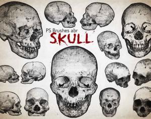 20 Engraved Skull PS Brushes abr  vol.7 Photoshop brush