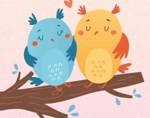 Vector illustration of owls in love Photoshop brush